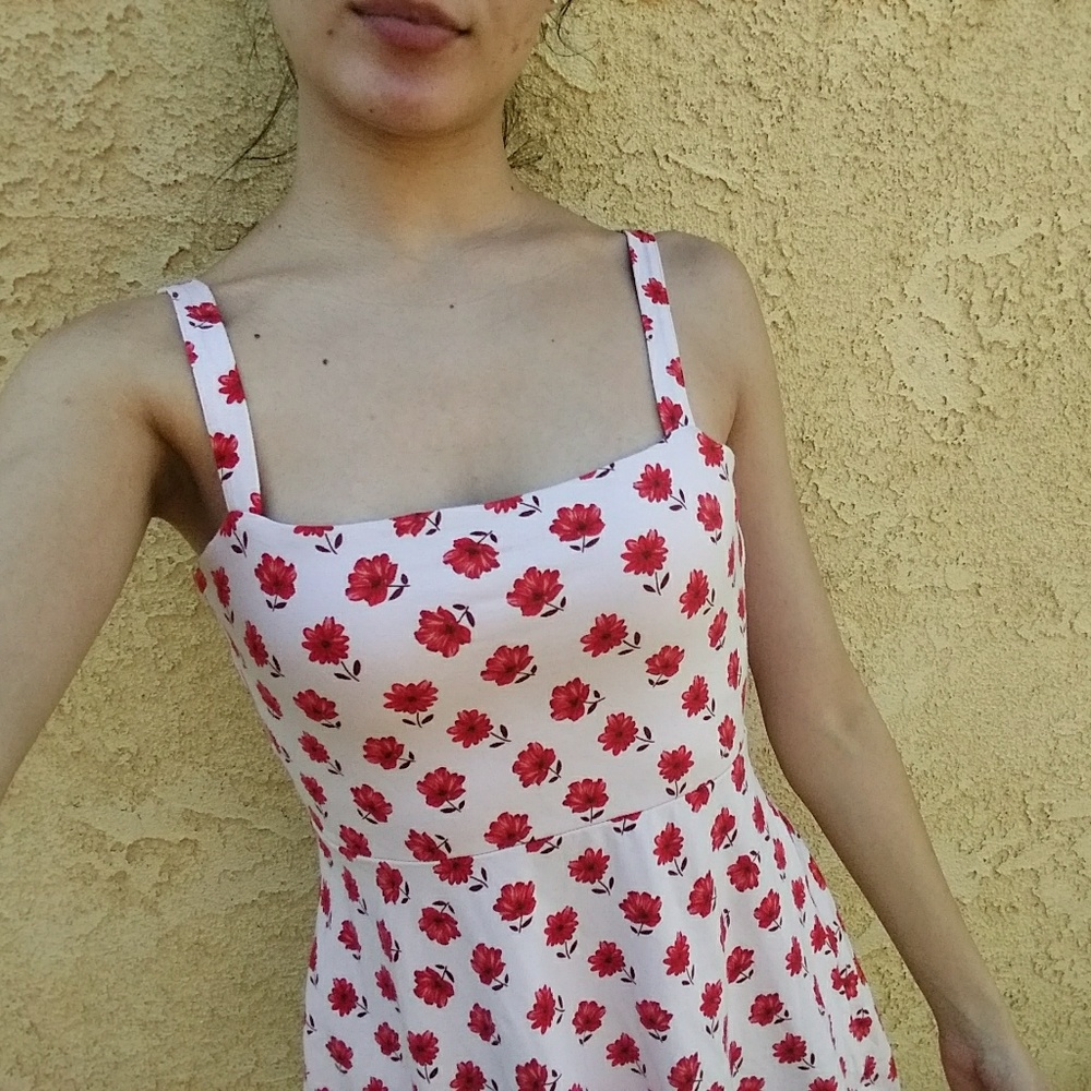 Pink Floral Tie Back Dress